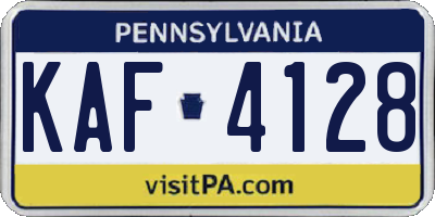 PA license plate KAF4128