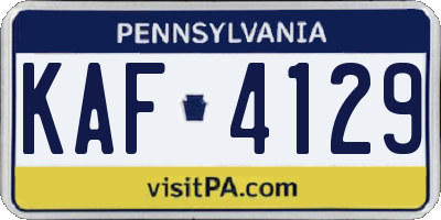 PA license plate KAF4129