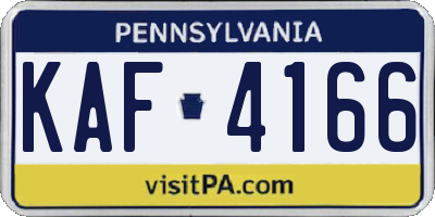 PA license plate KAF4166