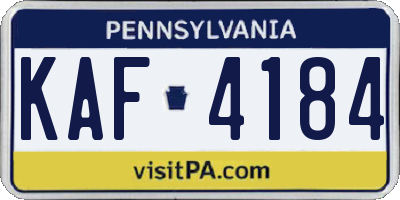 PA license plate KAF4184