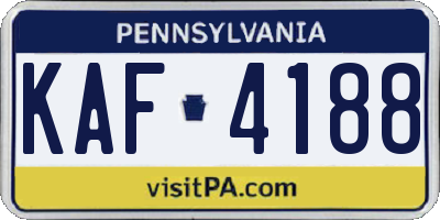 PA license plate KAF4188