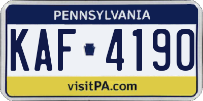 PA license plate KAF4190