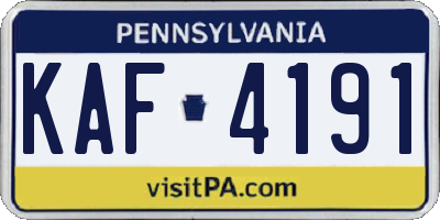 PA license plate KAF4191