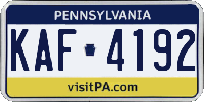 PA license plate KAF4192