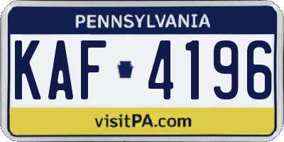 PA license plate KAF4196