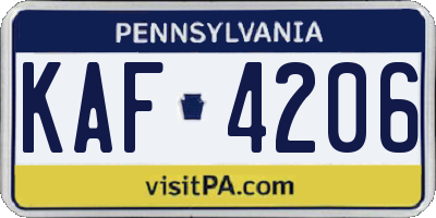 PA license plate KAF4206