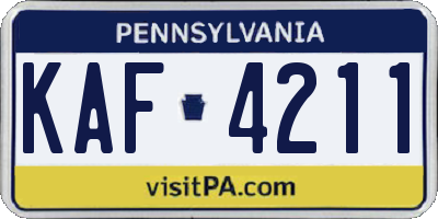 PA license plate KAF4211