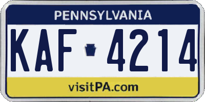 PA license plate KAF4214