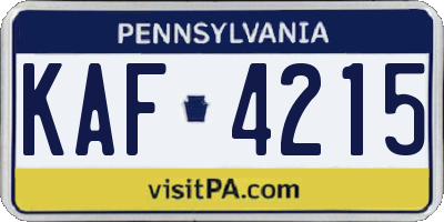 PA license plate KAF4215