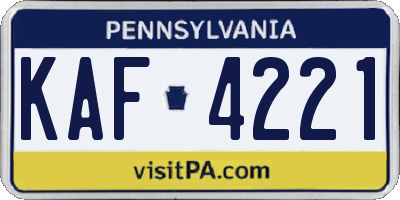 PA license plate KAF4221