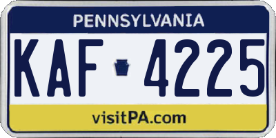 PA license plate KAF4225