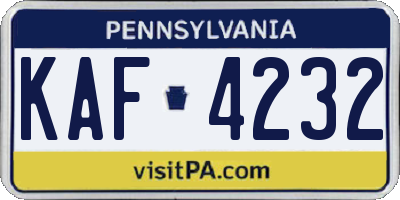 PA license plate KAF4232