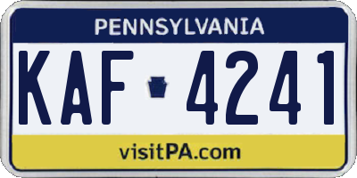 PA license plate KAF4241