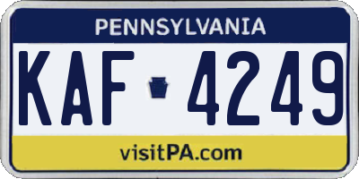 PA license plate KAF4249