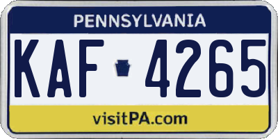 PA license plate KAF4265