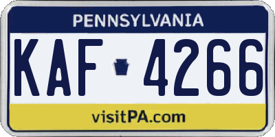 PA license plate KAF4266