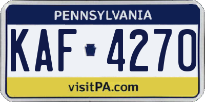 PA license plate KAF4270