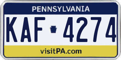 PA license plate KAF4274
