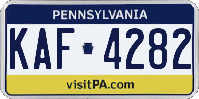 PA license plate KAF4282