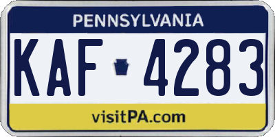 PA license plate KAF4283