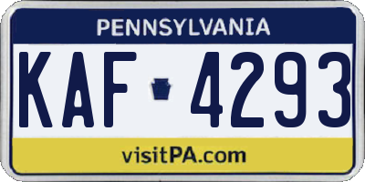 PA license plate KAF4293