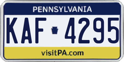 PA license plate KAF4295