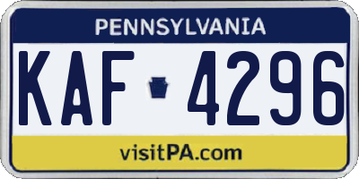 PA license plate KAF4296