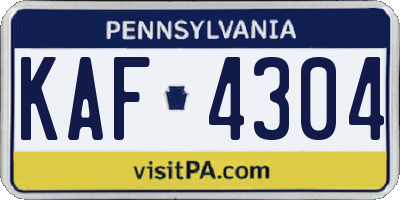 PA license plate KAF4304