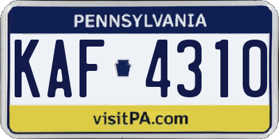 PA license plate KAF4310