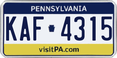 PA license plate KAF4315