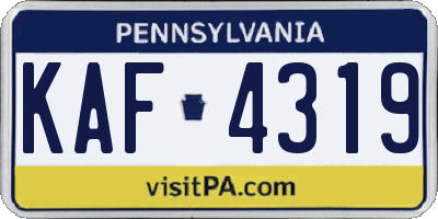 PA license plate KAF4319