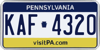 PA license plate KAF4320