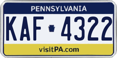 PA license plate KAF4322
