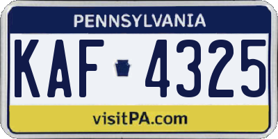 PA license plate KAF4325