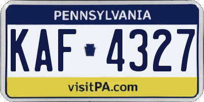 PA license plate KAF4327