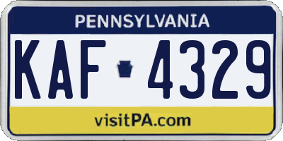 PA license plate KAF4329
