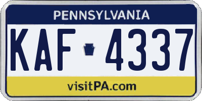PA license plate KAF4337