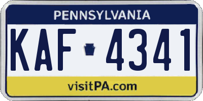 PA license plate KAF4341