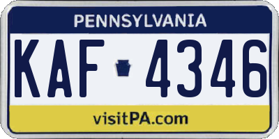 PA license plate KAF4346