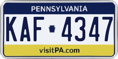 PA license plate KAF4347