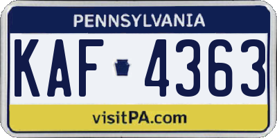 PA license plate KAF4363