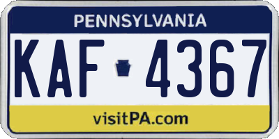 PA license plate KAF4367