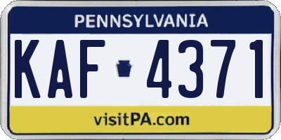PA license plate KAF4371