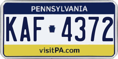 PA license plate KAF4372