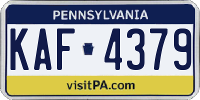 PA license plate KAF4379