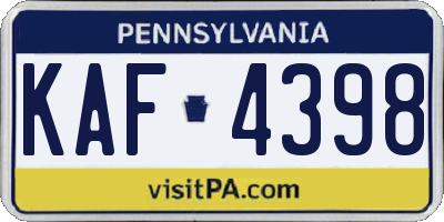 PA license plate KAF4398