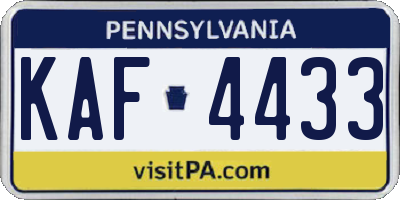PA license plate KAF4433
