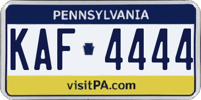 PA license plate KAF4444