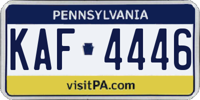 PA license plate KAF4446