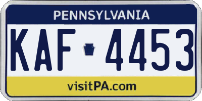 PA license plate KAF4453